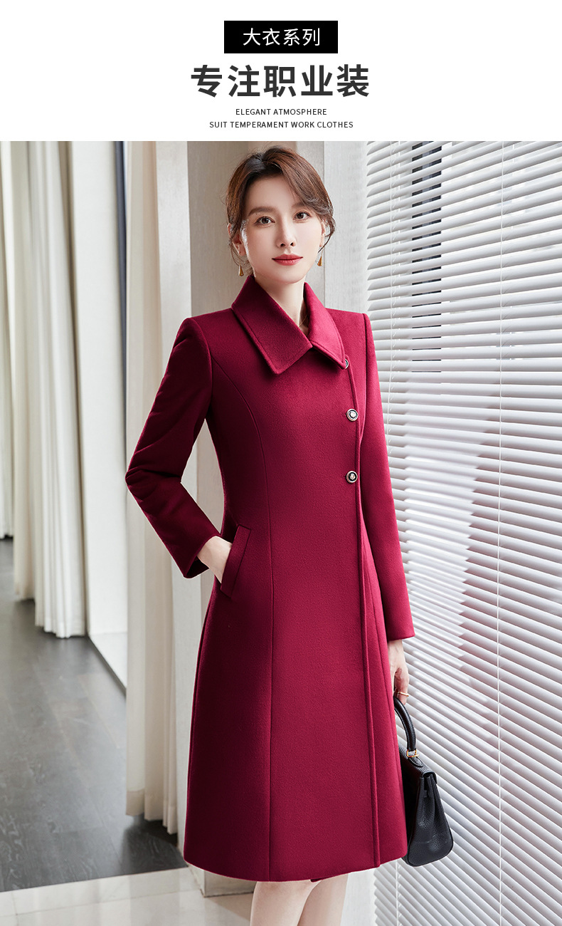 Jewelry Store Professional Wool Coat for Women — Mid-Length Woolen Work Uniform (Red)
